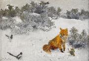 bruno liljefors Fox in Winter Landscape oil painting artist